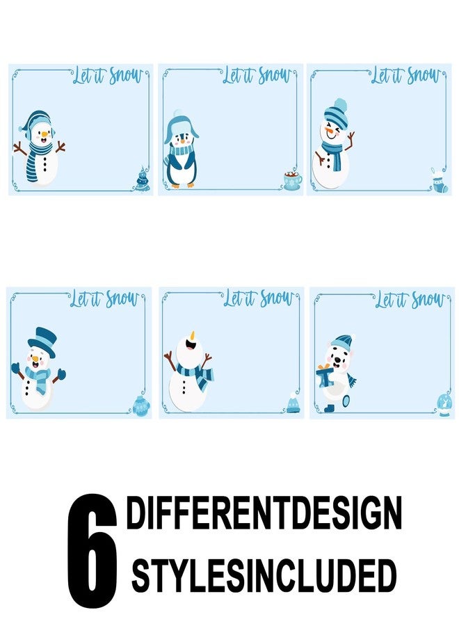 وولاين مجموعة ملصقات أسماء عيد الميلاد من والين، 120 قطعة، ملصقات رجل ثلج أزرق شتوي ذاتية اللصق، ملصقات أسماء فارغة للمنزل والفصل الدراسي والمكتب - Image 2